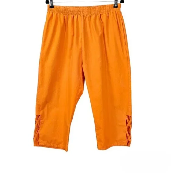 🏆377 Jennifer Lauren Cutout High Waist Pull On Capri Pants - Picture 1 of 6